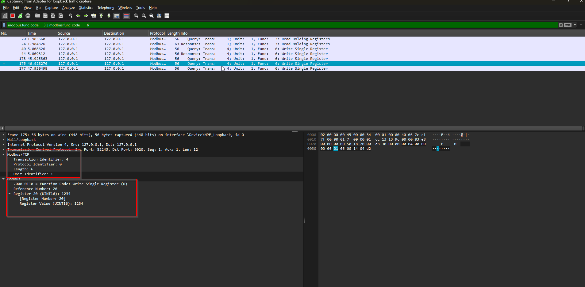 Normal Modbus write/read